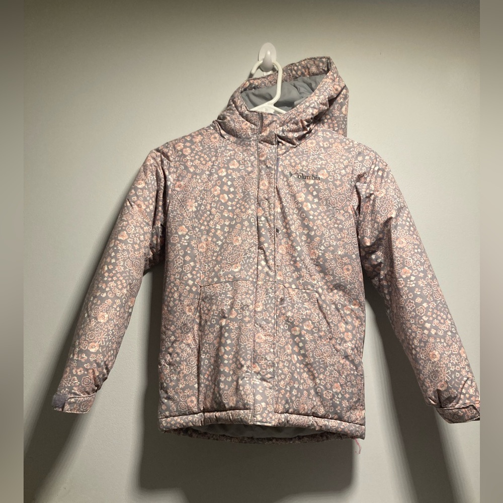 Girls Columbia heavy coat Sz Med 10/12. Very lightly used. Gray and peach/pink. - Picture 2 of 9